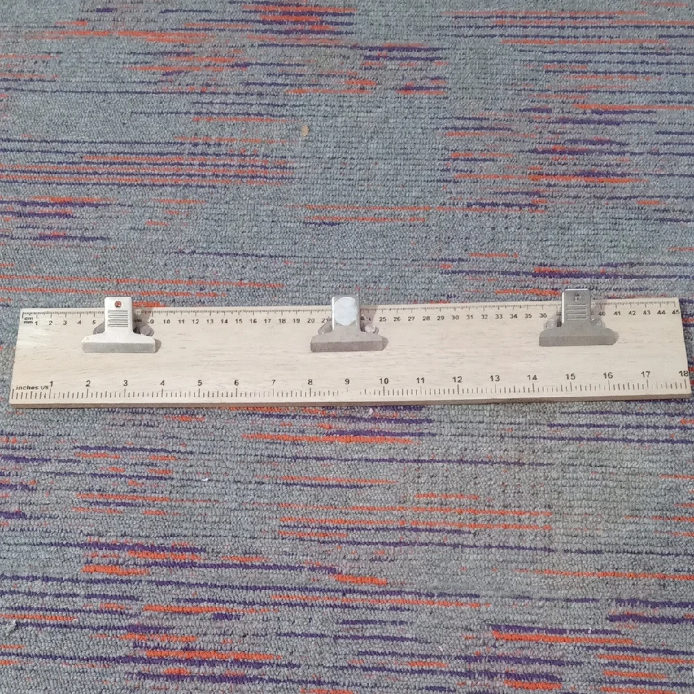 Wooden Ruler with Metal Clips